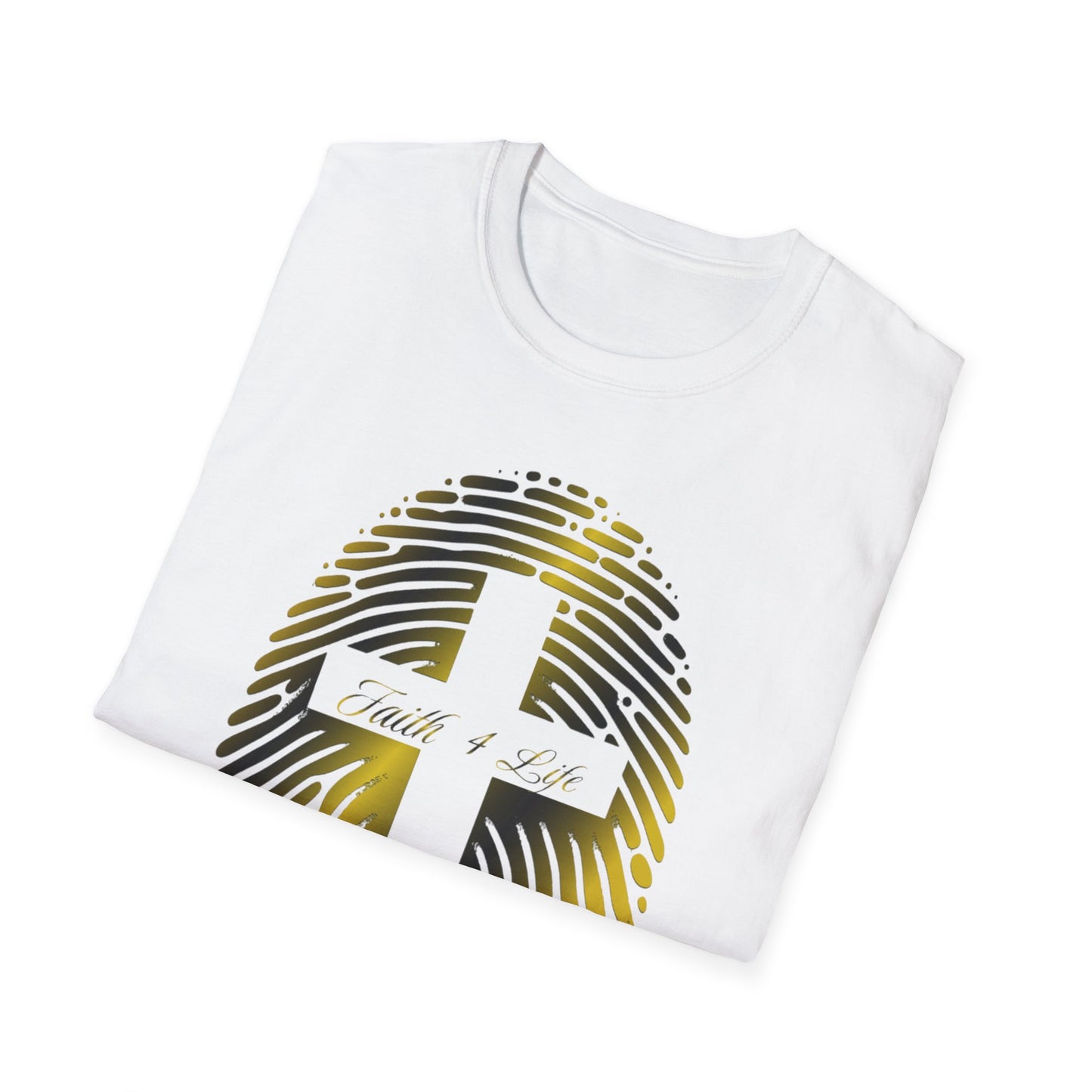 Unisex Softstyle T-Shirt featuring Fingerprint Cross Design - Faith, Religion, Christian Gift, Inspirational Tees, Everyday Wear