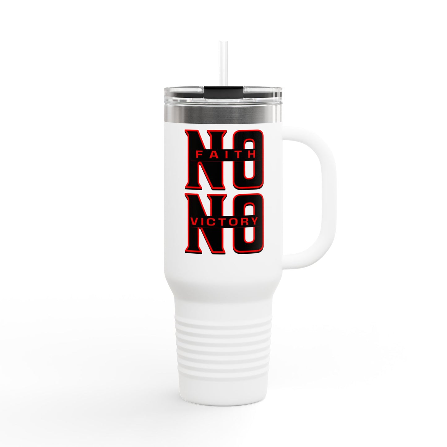 Faith & Victory Insulated Travel Mug, 40oz | Motivational Drinkware for Daily Inspiration, Adventure, or Gifting