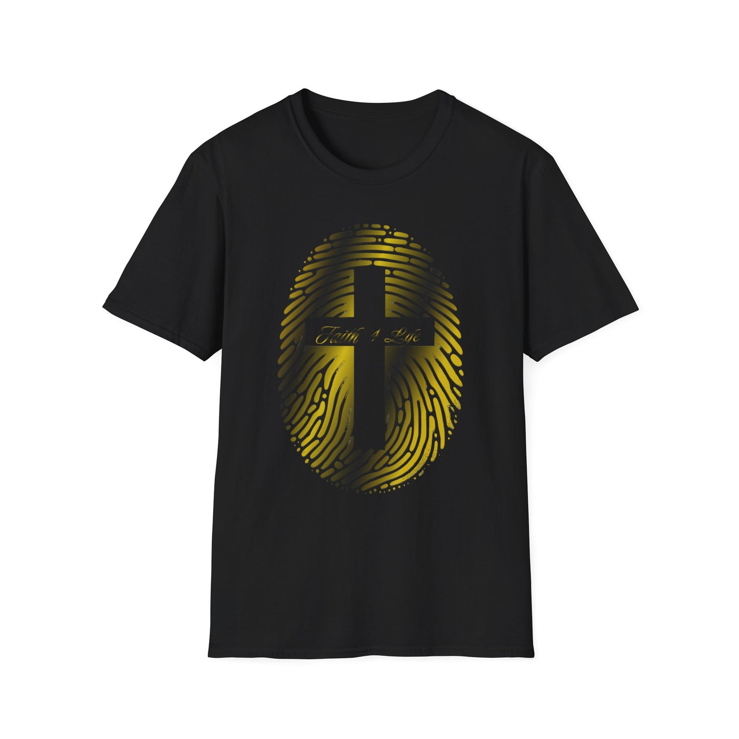 Unisex Softstyle T-Shirt featuring Fingerprint Cross Design - Faith, Religion, Christian Gift, Inspirational Tees, Everyday Wear