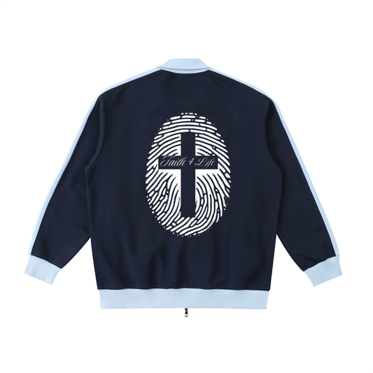 Contrast Trim Stand Collar Jacket