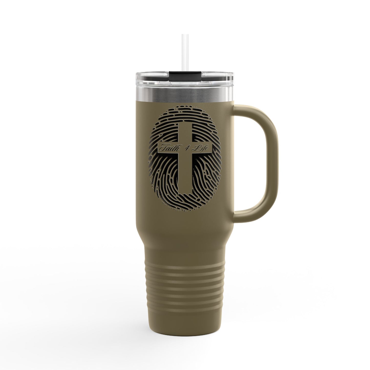 Faith-Inspired Insulated Travel Mug, 40oz - Personal Expression, with Fingerprint and Cross Design, Perfect for Daily Use, Gifts, Road [...]