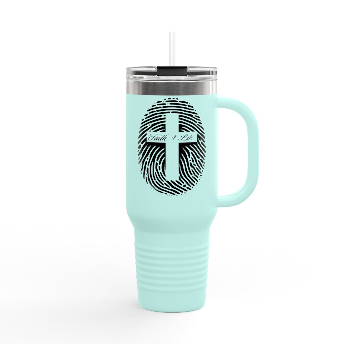 Faith-Inspired Insulated Travel Mug, 40oz - Personal Expression, with Fingerprint and Cross Design, Perfect for Daily Use, Gifts, Road [...]