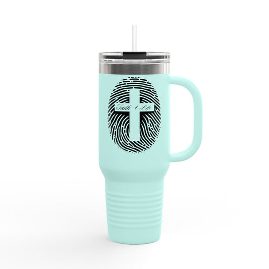 Faith-Inspired Insulated Travel Mug, 40oz - Personal Expression, with Fingerprint and Cross Design, Perfect for Daily Use, Gifts, Road [...]