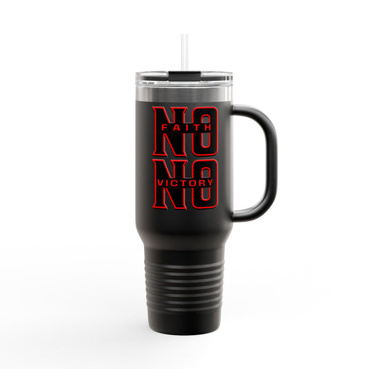 Faith & Victory Insulated Travel Mug, 40oz | Motivational Drinkware for Daily Inspiration, Adventure, or Gifting
