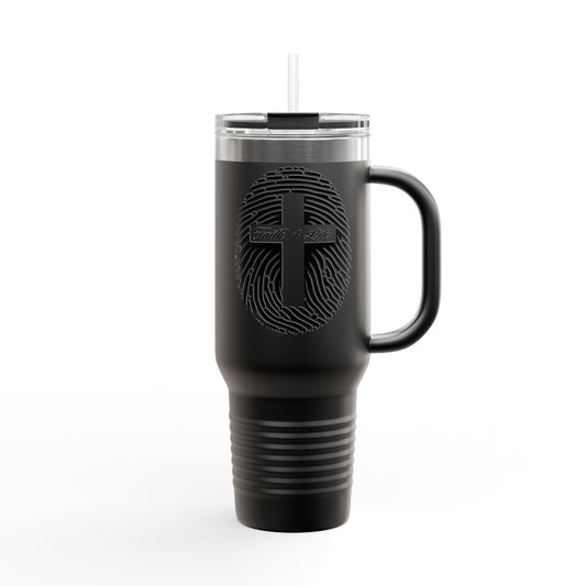 Faith-Inspired Insulated Travel Mug, 40oz - Personal Expression, with Fingerprint and Cross Design, Perfect for Daily Use, Gifts, Road [...]