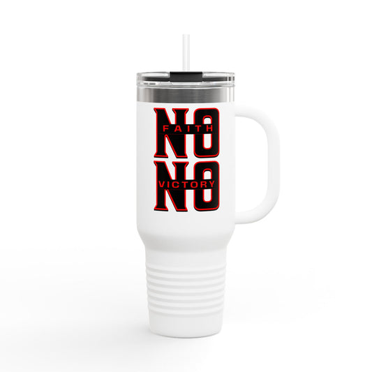 Faith & Victory Insulated Travel Mug, 40oz | Motivational Drinkware for Daily Inspiration, Adventure, or Gifting