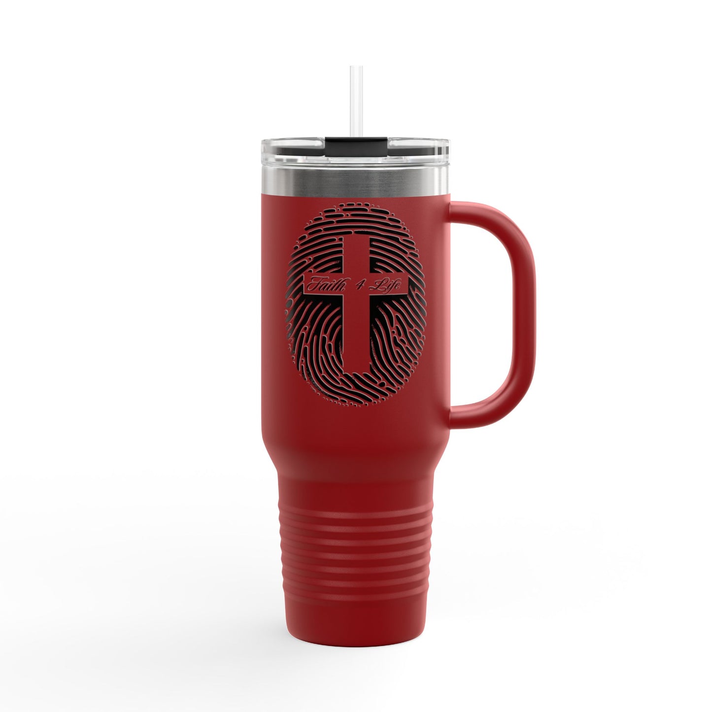 Faith-Inspired Insulated Travel Mug, 40oz - Personal Expression, with Fingerprint and Cross Design, Perfect for Daily Use, Gifts, Road [...]