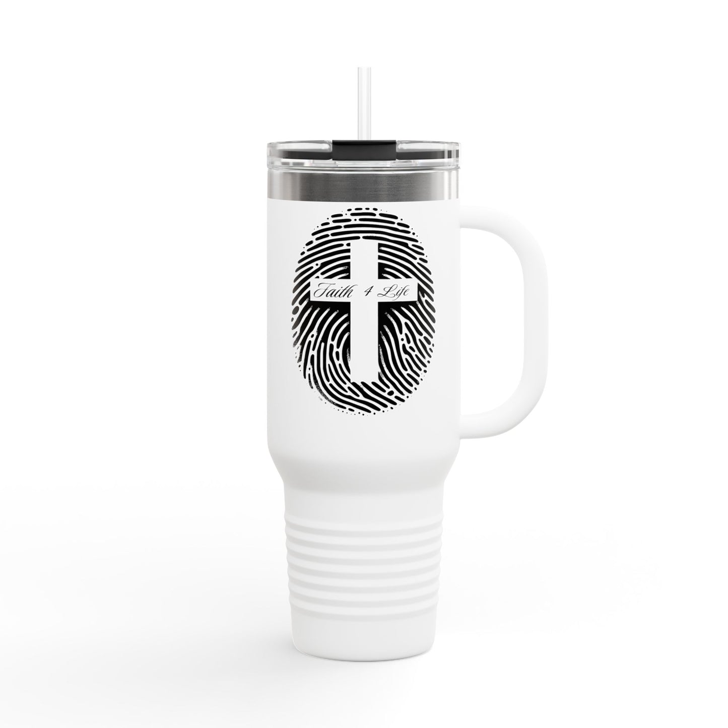 Faith-Inspired Insulated Travel Mug, 40oz - Personal Expression, with Fingerprint and Cross Design, Perfect for Daily Use, Gifts, Road [...]