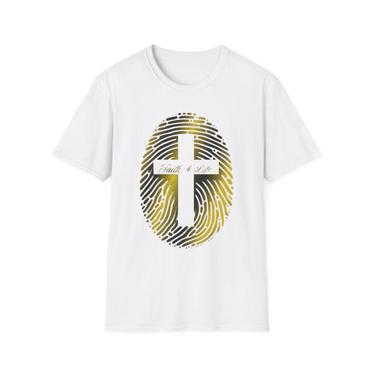 Unisex Softstyle T-Shirt featuring Fingerprint Cross Design - Faith, Religion, Christian Gift, Inspirational Tees, Everyday Wear