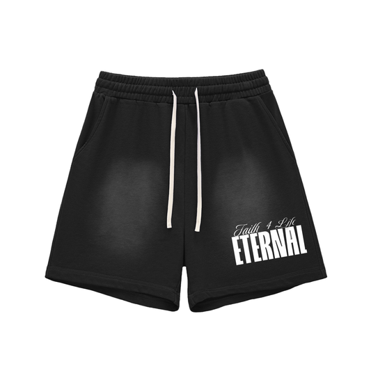Sun Fade Raw Edge Cotton Shorts