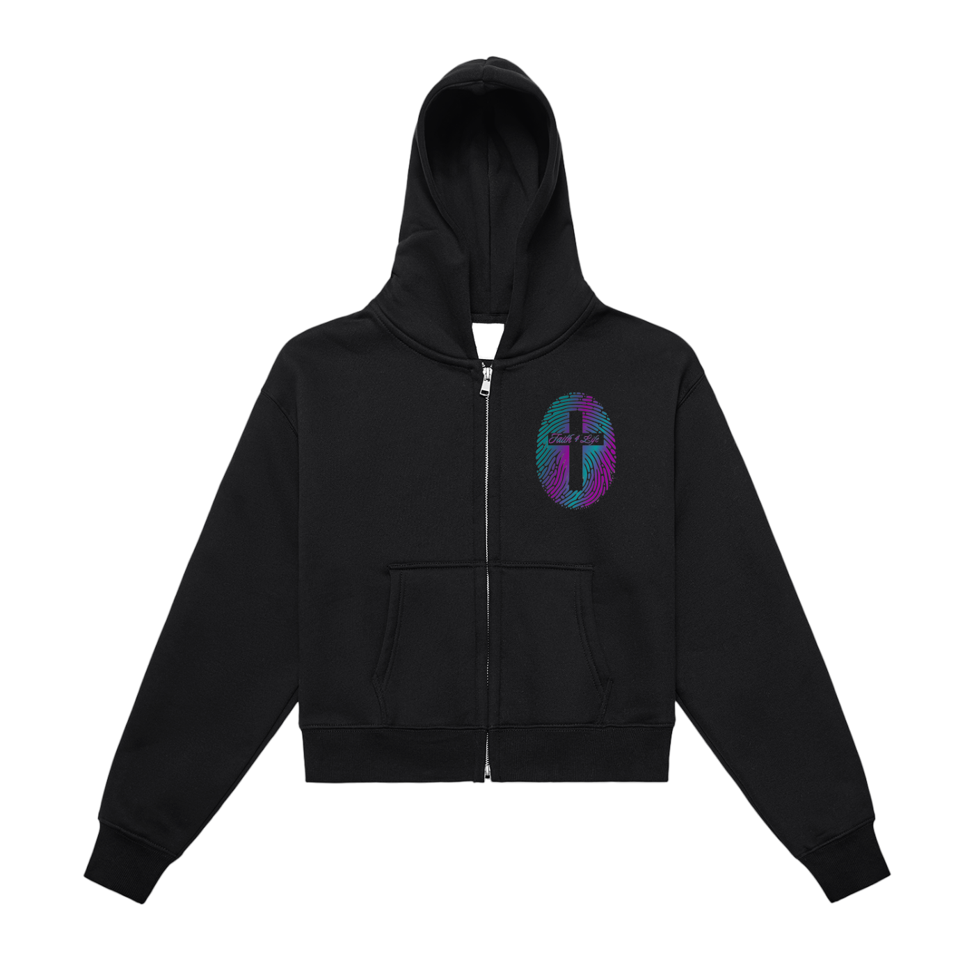Fleeced Zip-Up Cropped Hoodie